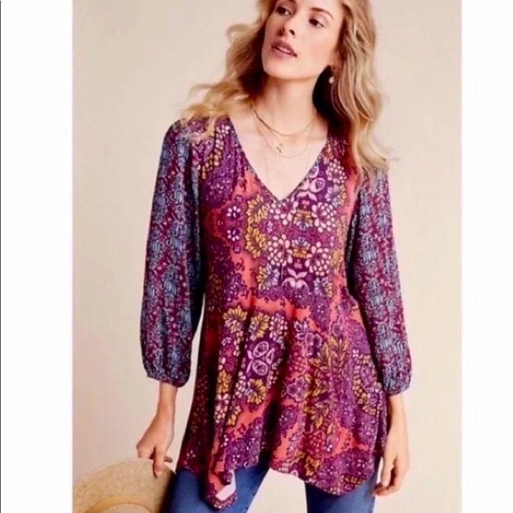 Anthropologie Maeve Mariella Boho Peasant Blouse-Small